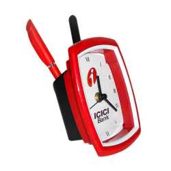 Red Color Table Clock Penstand