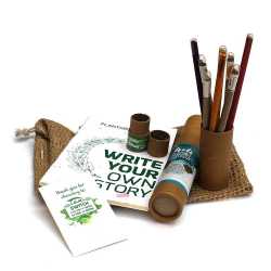 Plantable Jute Kit ( 1 Note Pad +  4 Paper Seed Pens + 4 Seed Pencils in Jute Bag )