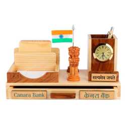 Pen Holder with Coaster Plates and clock