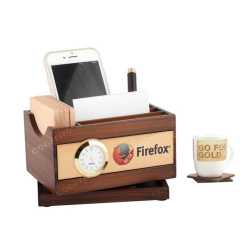 Revolving Pen Stand with Coaster Plates and clock
