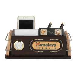 Pen Holder with Coaster Plates and clock