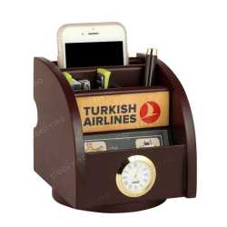 Revolving Pen Holder with clock and Mobile Holder