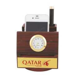 Revolving Mobile Stand with Clock and Pen Holder 