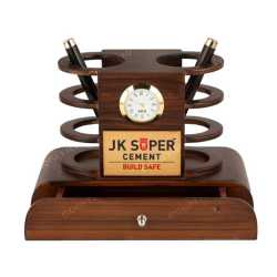 Pen Holder with clock and Drawer 