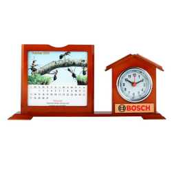 Wooden Table Top Clock and Calendar 