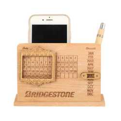 Wooden Table Calendar with Pen Holder and Mobile Holder 