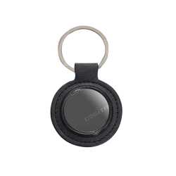 Round metal keychain with PU base ( Gun Metal Finish )