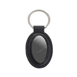 Oval metal keychain with Pu base ( Gun Metal Finish )