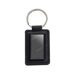 Rectangle metal keychain with Pu base ( Gun Metal Finish )